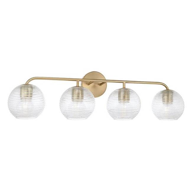 Capital Lighting 149941MA-544 Matte Brass 33.5''w X 9.5''h 4-light Vanity In Matte Brass With Clear Ribbed Glass Image 1