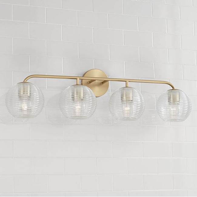 Capital Lighting 149941MA-544 Matte Brass 33.5''w X 9.5''h 4-light Vanity In Matte Brass With Clear Ribbed Glass Image 3