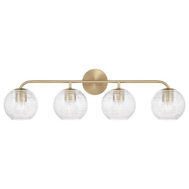 Capital Lighting 149941MA-544 Matte Brass 33.5''w X 9.5''h 4-light Vanity In Matte Brass With Clear Ribbed Glass Image 2