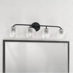 Capital Lighting 149941MB-544 Matte Black 33.5''w X 9.5''h 4-light Vanity In Matte Black With Clear Ribbed Glass Image 3