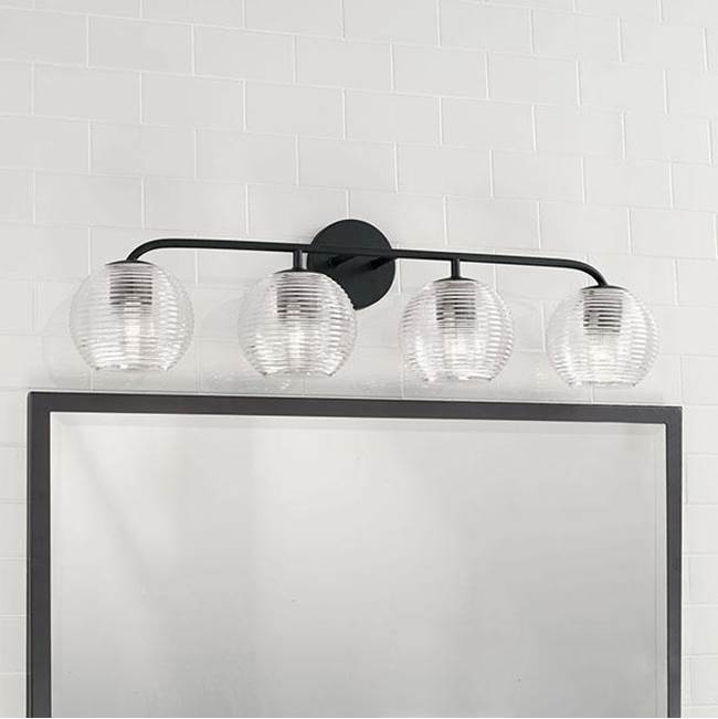 Capital Lighting 149941MB-544 Matte Black 33.5''w X 9.5''h 4-light Vanity In Matte Black With Clear Ribbed Glass Image 3