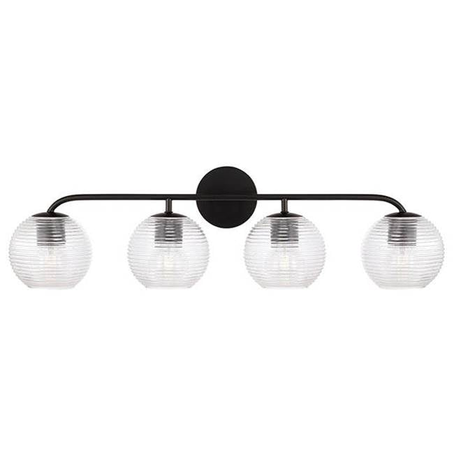 Capital Lighting 149941MB-544 Matte Black 33.5''w X 9.5''h 4-light Vanity In Matte Black With Clear Ribbed Glass Image 2