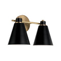 Capital Lighting 150121AB Aged Brass,Black 15''w X 9''h 2-light Vanity In Aged Brass And Black Metal Shade With White Interior Image 1