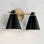 Capital Lighting 150121AB Aged Brass,Black 15''w X 9''h 2-light Vanity In Aged Brass And Black Metal Shade With White Interior Image 3