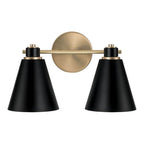 Capital Lighting 150121AB Aged Brass,Black 15''w X 9''h 2-light Vanity In Aged Brass And Black Metal Shade With White Interior Image 2