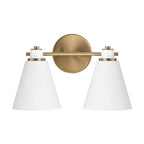 Capital Lighting 150121AW Aged Brass,White 15''w X 9''h 2-light Vanity In Aged Brass And White Metal Shade With White Interior Image 2