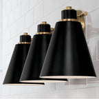 Capital Lighting Bradley 24''w X 9''h 3-light Vanity In Aged Brass And Black Metal Shade With White Interior