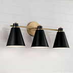 Capital Lighting 150131AB Aged Brass,Black 24''w X 9''h 3-light Vanity In Aged Brass And Black Metal Shade With White Interior Image 3