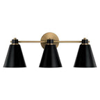 Capital Lighting 150131AB Aged Brass,Black 24''w X 9''h 3-light Vanity In Aged Brass And Black Metal Shade With White Interior Image 2