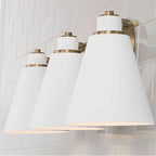 Capital Lighting Bradley 24''w X 9''h 3-light Vanity In Aged Brass And Black Metal Shade With White Interior