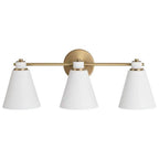 Capital Lighting 150131AW Aged Brass,White 24''w X 9''h 3-light Vanity In Aged Brass And White Metal Shade With White Interior Image 2