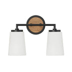 Capital Lighting 150821WK-546 Light Wood,Matte Black 14''w X 10.25''h 2-light Vanity In Matte Black And Mango Wood With Soft White Glass Image 3