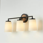 Capital Lighting Jonah 23.50''w X 10.25''h 3-light Vanity In Matte Black And Mango Wood With Soft White Glass
