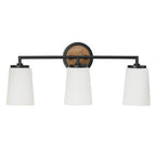Capital Lighting 150831WK-546 Light Wood,Matte Black 23.50''w X 10.25''h 3-light Vanity In Matte Black And Mango Wood With Soft White Glass Image 3