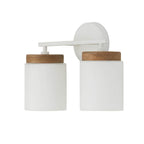 Capital Lighting 150921LT-547 Light Wood,White 14''w X 10.25''h 2-light Cylindrical Vanity In White With Mango Wood And Soft White Glass Image 1