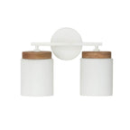 Capital Lighting 150921LT-547 Light Wood,White 14''w X 10.25''h 2-light Cylindrical Vanity In White With Mango Wood And Soft White Glass Image 3