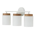 Capital Lighting 150931LT-547 Light Wood,White 23.50''w X 10.25''h 3-light Cylindrical Vanity In White With Mango Wood And Soft White Glass Image 1