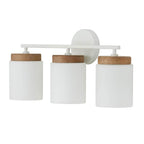 Capital Lighting 150931LT-547 Light Wood,White 23.50''w X 10.25''h 3-light Cylindrical Vanity In White With Mango Wood And Soft White Glass Image 1