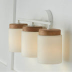 Capital Lighting 150931LT-547 Light Wood,White 23.50''w X 10.25''h 3-light Cylindrical Vanity In White With Mango Wood And Soft White Glass Image 5