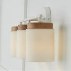 Capital Lighting 150931LT-547 Light Wood,White 23.50''w X 10.25''h 3-light Cylindrical Vanity In White With Mango Wood And Soft White Glass Image 4