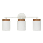 Capital Lighting 150931LT-547 Light Wood,White 23.50''w X 10.25''h 3-light Cylindrical Vanity In White With Mango Wood And Soft White Glass Image 3
