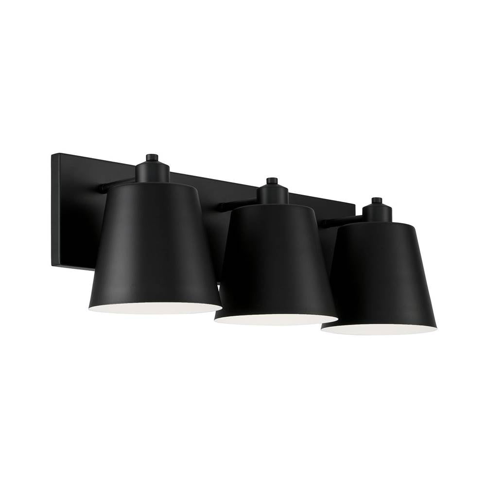 Capital Lighting 151331MB Matte Black 24''w X 8.25''h 3-light Modern Metal Vanity In Matte Black With White Interior Image 1