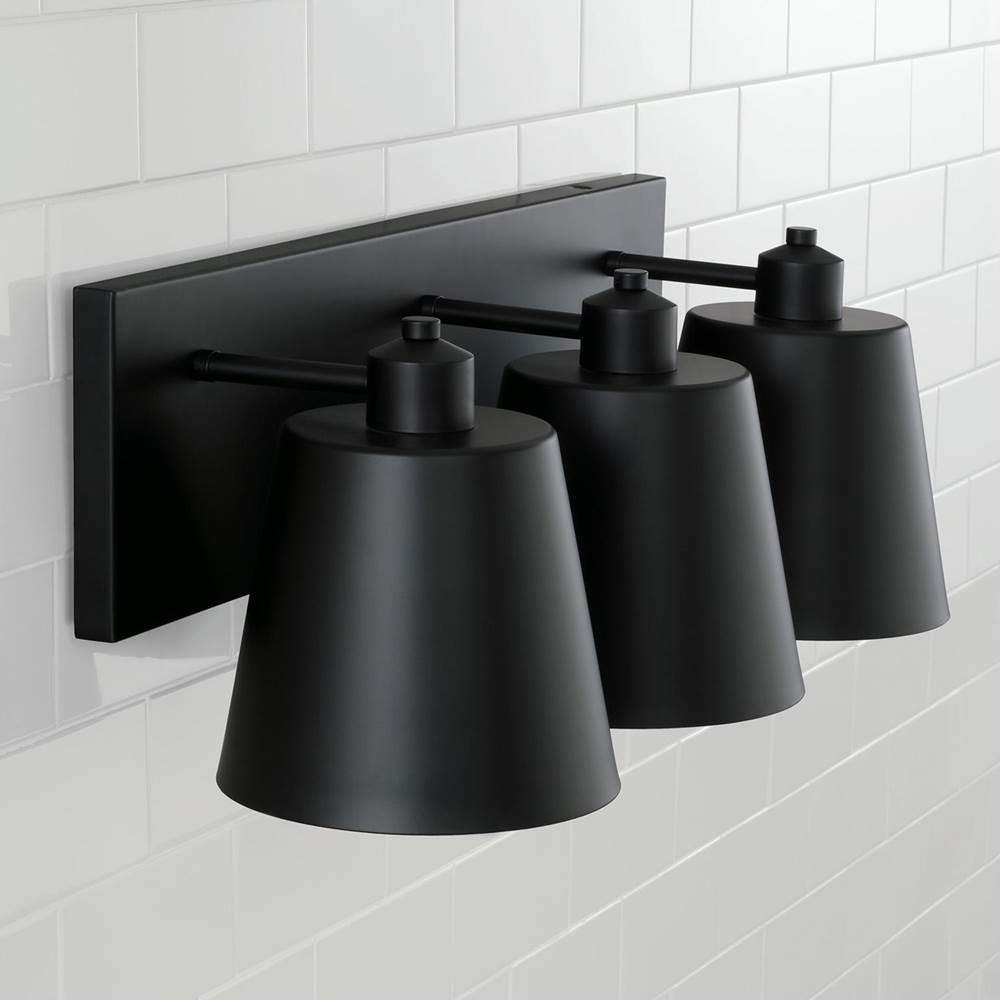 Capital Lighting 151331MB Matte Black 24''w X 8.25''h 3-light Modern Metal Vanity In Matte Black With White Interior Image 4