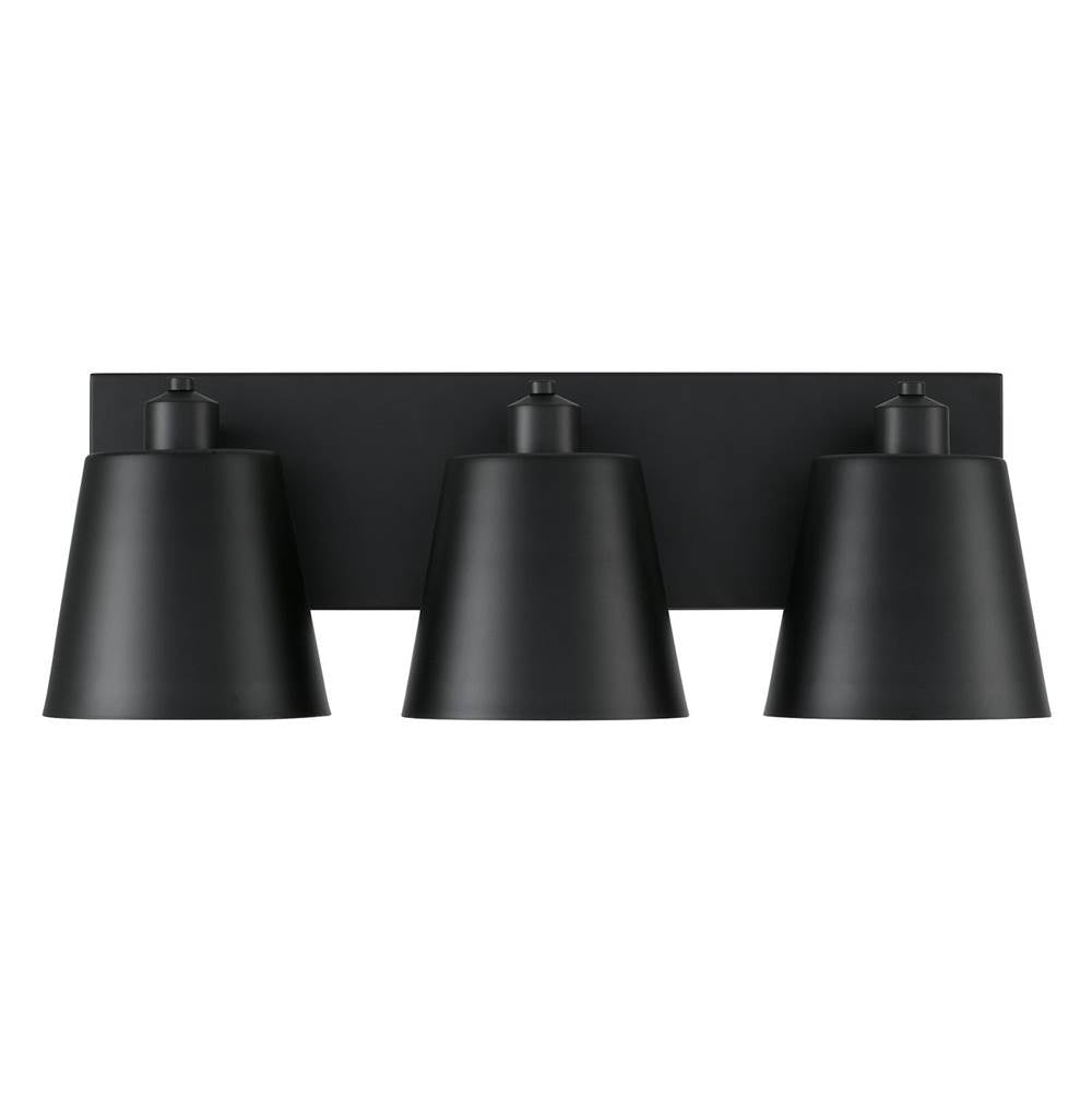 Capital Lighting 151331MB Matte Black 24''w X 8.25''h 3-light Modern Metal Vanity In Matte Black With White Interior Image 3