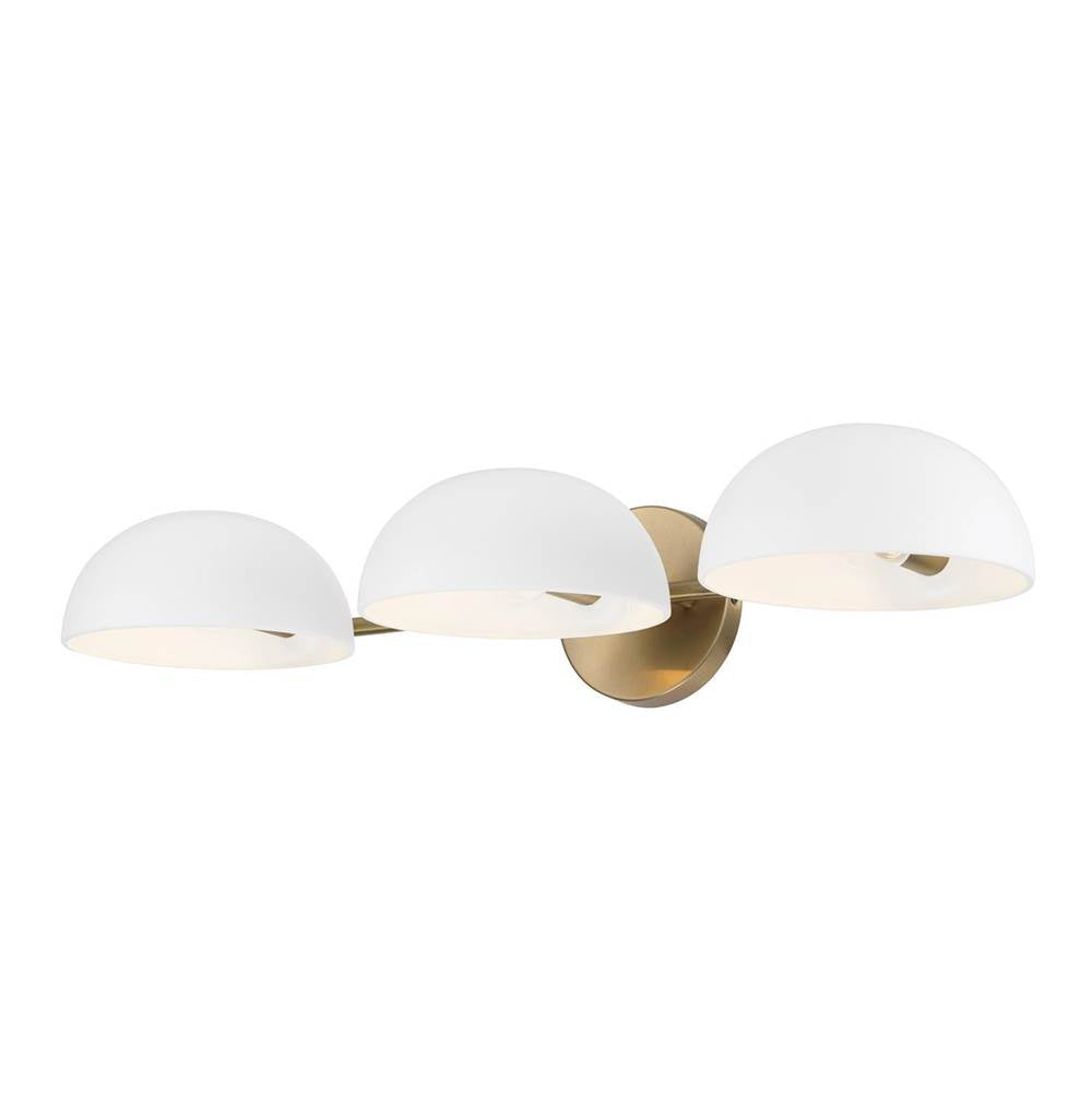Capital Lighting 151431AW Aged Brass,White 26''w X 5''h 3-light Vanity In Aged Brass And White Image 1
