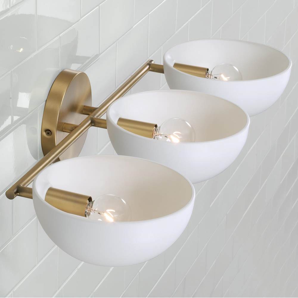 Capital Lighting 151431AW Aged Brass,White 26''w X 5''h 3-light Vanity In Aged Brass And White Image 5