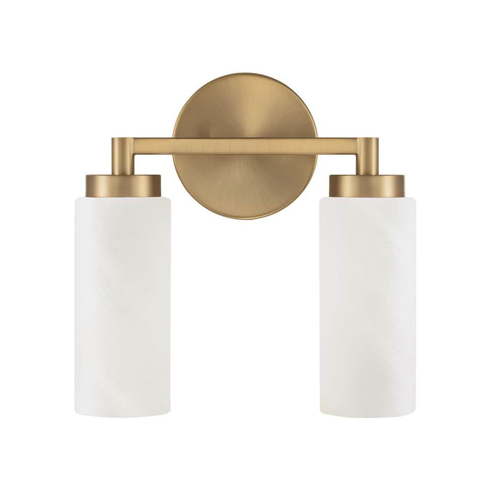Capital Lighting 151721AD Aged Brass 11.25''w X 11.50''h 2-light Cylindrical Vanity In Aged Brass With Faux Alabaster Glass Image 4