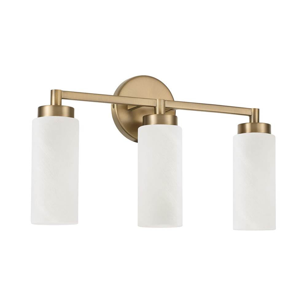 Capital Lighting 151731AD Aged Brass 19''w X 11.50''h 3-light Cylindrical Vanity In Aged Brass With Faux Alabaster Glass Image 1