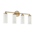 Capital Lighting 151741AD Aged Brass 27.50''w X 11.50''h 4-light Cylindrical Vanity In Aged Brass With Faux Alabaster Glass Image 1