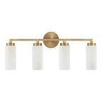 Capital Lighting 151741AD Aged Brass 27.50''w X 11.50''h 4-light Cylindrical Vanity In Aged Brass With Faux Alabaster Glass Image 4