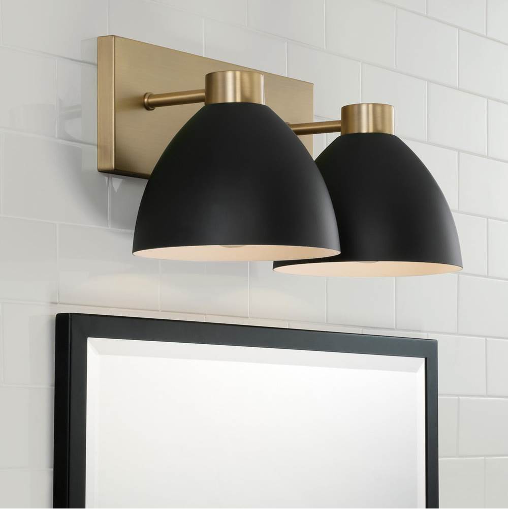 Capital Lighting Ross 16.50''w X 8''h 2-light Vanity In Aged Brass And Black
