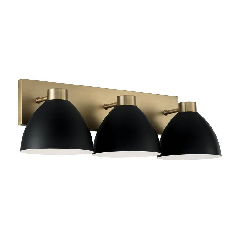 Capital Lighting 152031AB Aged Brass,Black 25.25''w X 8''h 3-light Vanity In Aged Brass And Black Image 1