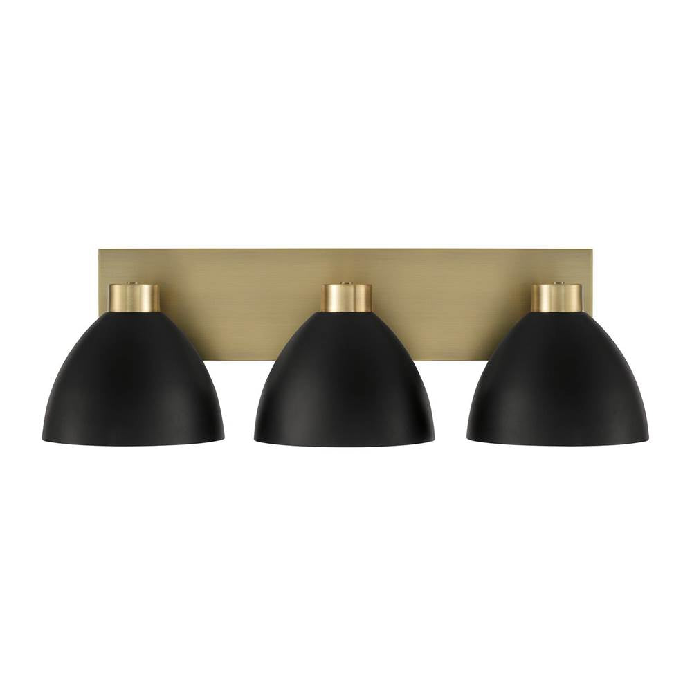 Capital Lighting 152031AB Aged Brass,Black 25.25''w X 8''h 3-light Vanity In Aged Brass And Black Image 3