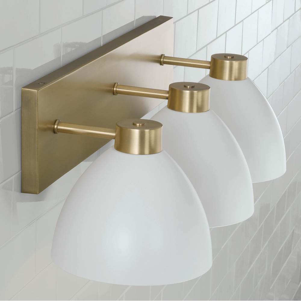 Capital Lighting 152031AW Aged Brass,White 25.25''w X 8''h 3-light Vanity In Aged Brass And White Image 4