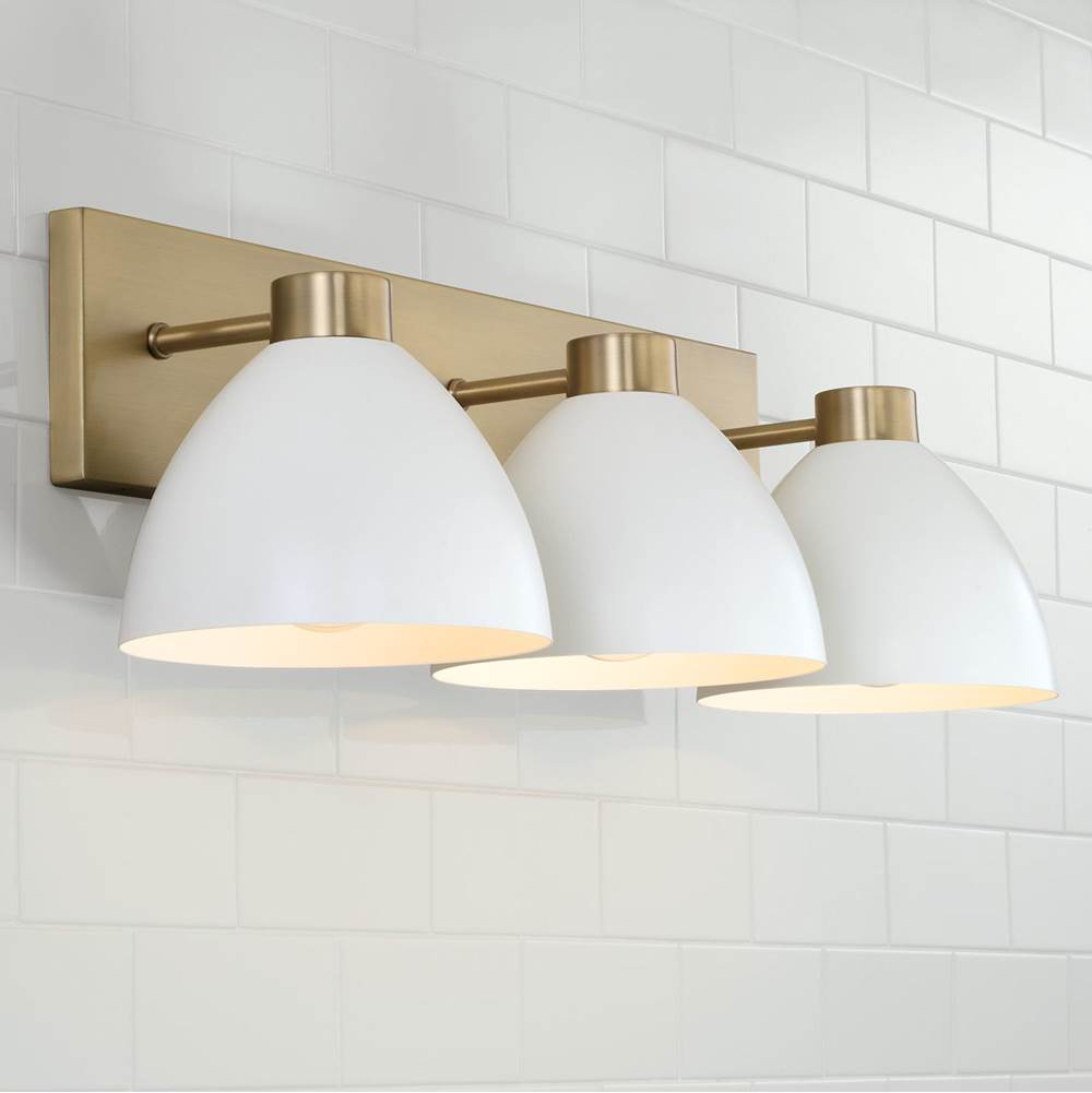 Capital Lighting Ross 25.25''w X 8''h 3-light Vanity In Aged Brass And Black