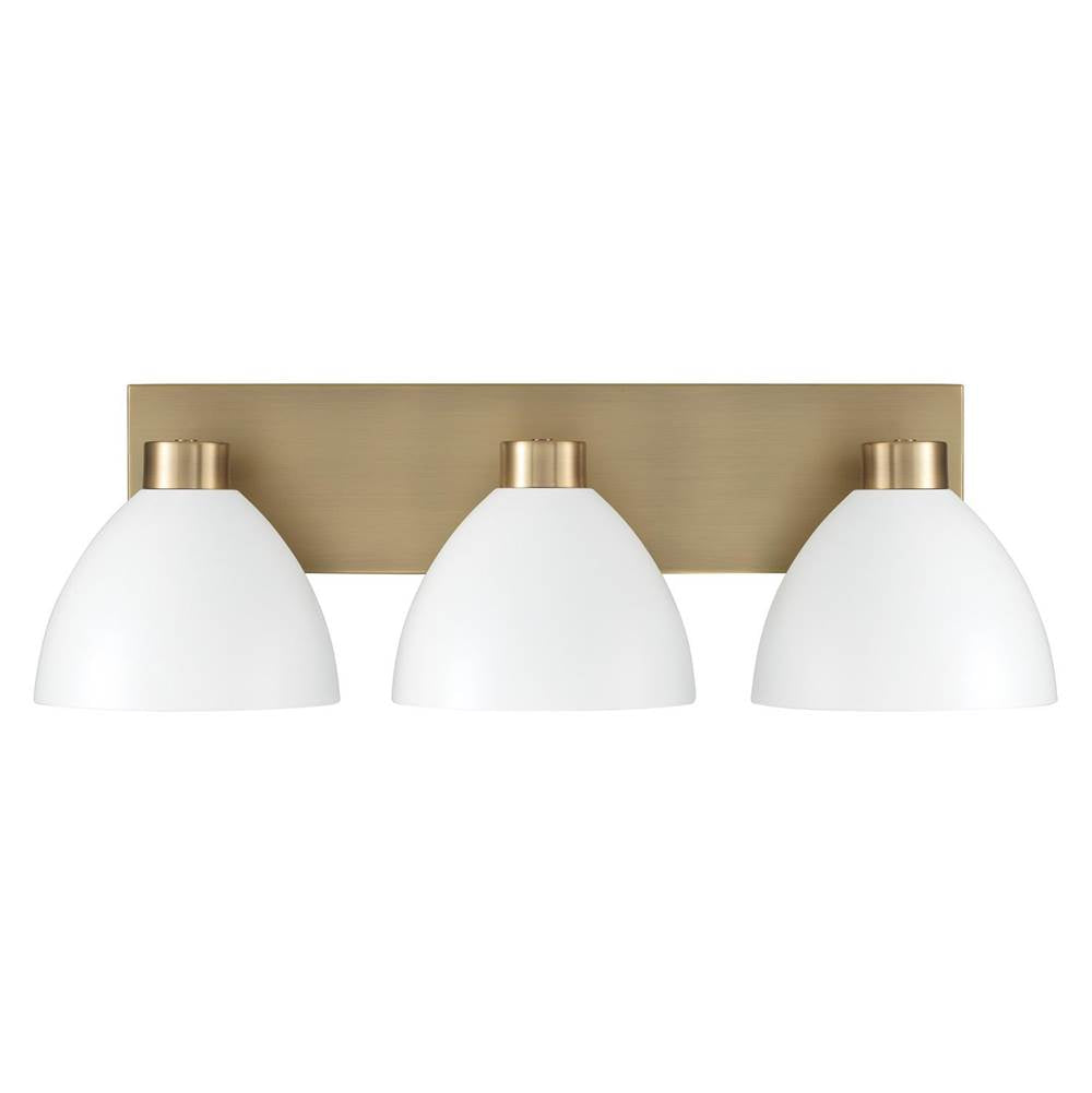 Capital Lighting 152031AW Aged Brass,White 25.25''w X 8''h 3-light Vanity In Aged Brass And White Image 3