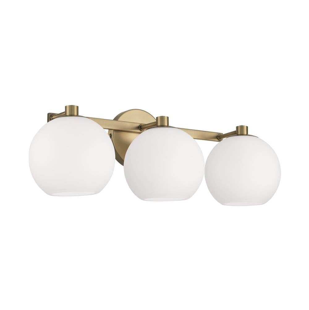 Capital Lighting 152131AD-548 Aged Brass 22.75''w X 8''h 3-light Circular Globe Vanity In Aged Brass With Soft White Glass Image 1