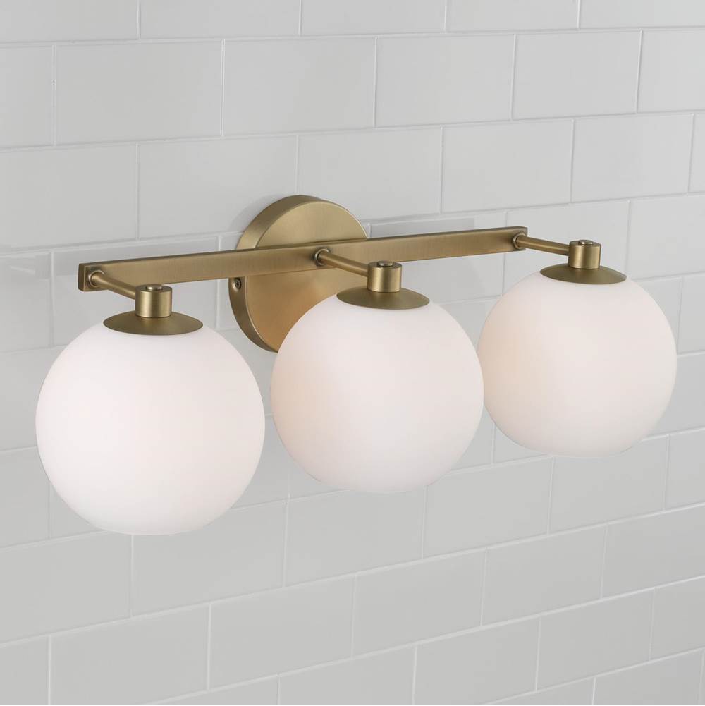 Capital Lighting 152131AD-548 Aged Brass 22.75''w X 8''h 3-light Circular Globe Vanity In Aged Brass With Soft White Glass Image 4