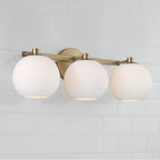 Capital Lighting Ansley 22.75''w X 8''h 3-light Circular Globe Vanity In Aged Brass With Soft White Glass