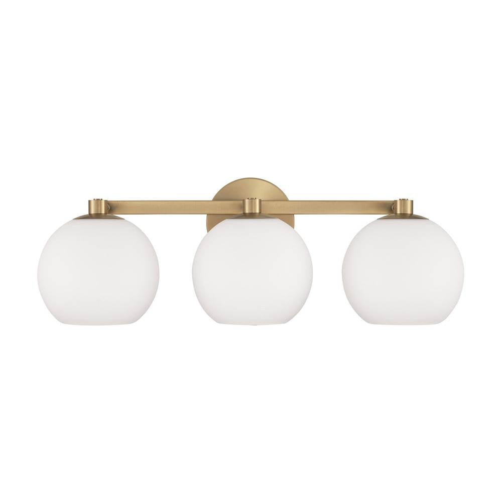 Capital Lighting 152131AD-548 Aged Brass 22.75''w X 8''h 3-light Circular Globe Vanity In Aged Brass With Soft White Glass Image 3