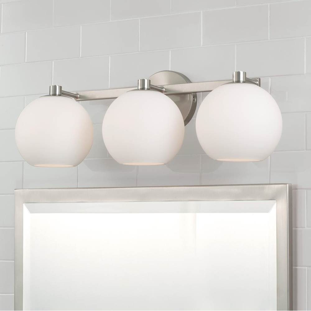 Capital Lighting Ansley 22.75''w X 8''h 3-light Circular Globe Vanity In Aged Brass With Soft White Glass