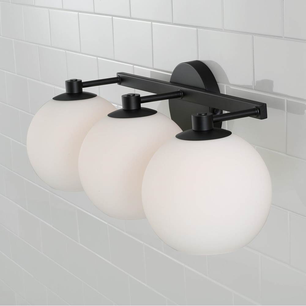 Capital Lighting 152131MB-548 Matte Black 22.75''w X 8''h 3-light Circular Globe Vanity In Matte Black With Soft White Glass Image 4