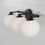 Capital Lighting 152131MB-548 Matte Black 22.75''w X 8''h 3-light Circular Globe Vanity In Matte Black With Soft White Glass Image 4