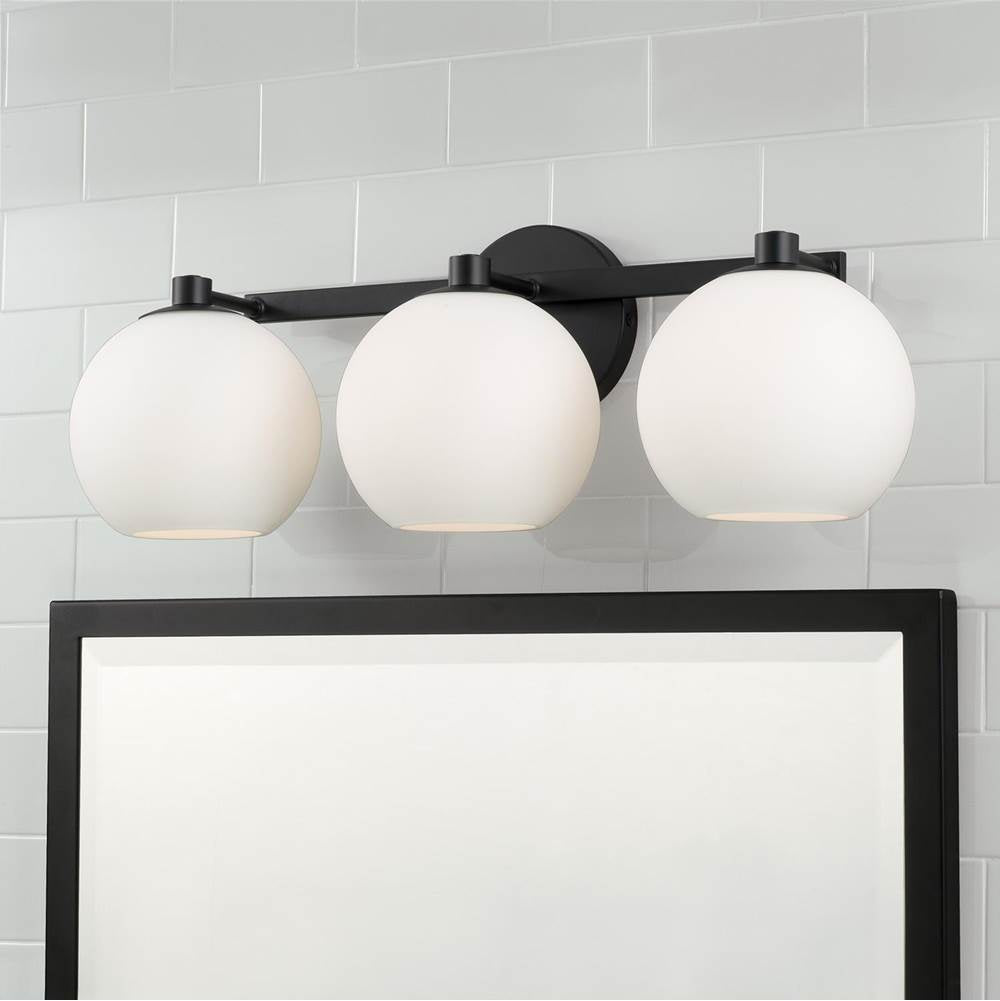 Capital Lighting Ansley 22.75''w X 8''h 3-light Circular Globe Vanity In Aged Brass With Soft White Glass