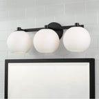 Capital Lighting Ansley 22.75''w X 8''h 3-light Circular Globe Vanity In Aged Brass With Soft White Glass