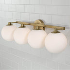 Capital Lighting 152141AD-548 Aged Brass 31''w X 8''h 4-light Circular Globe Vanity In Aged Brass With Soft White Glass Image 4